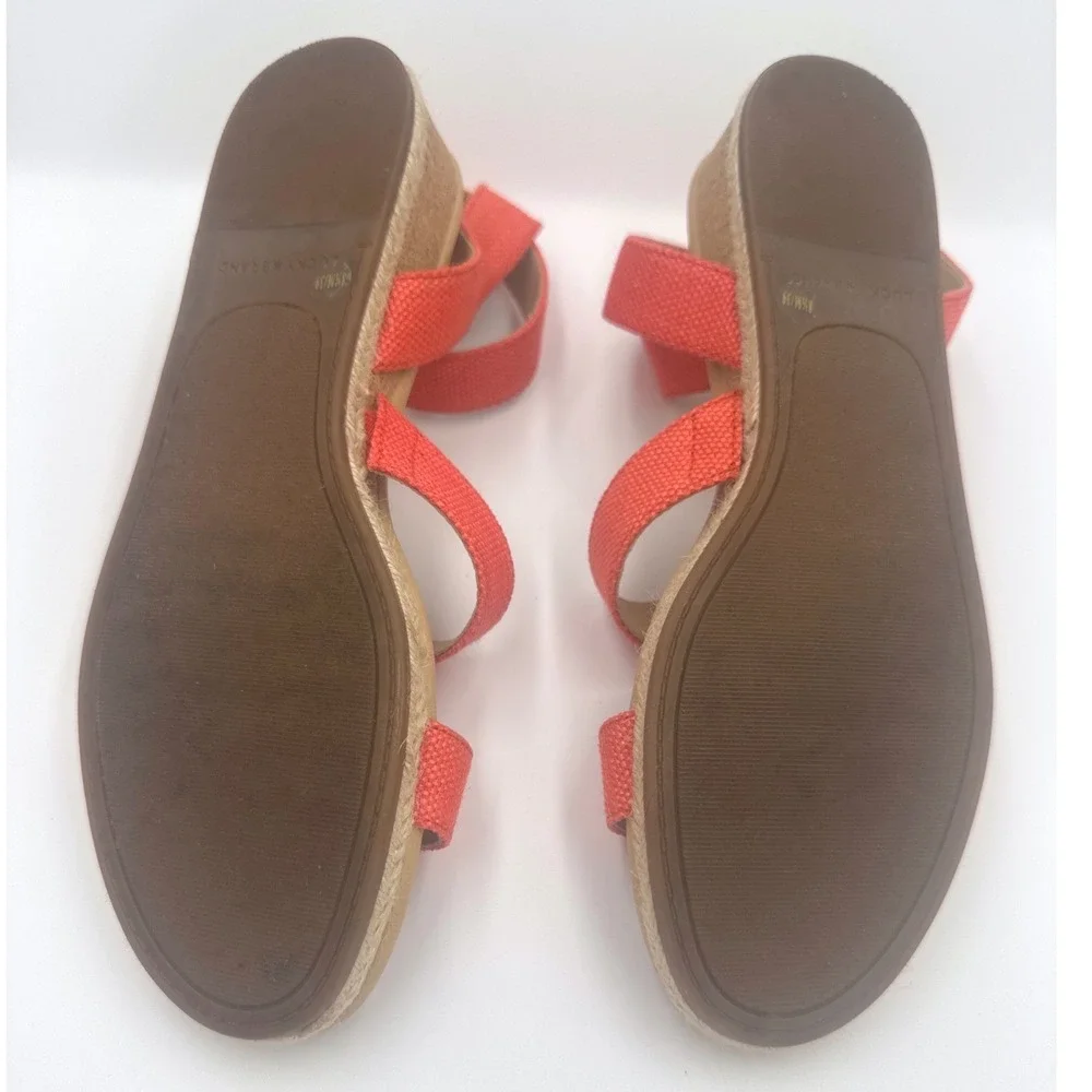 Lucky Brand Wensdei‎ Orange Espadrille Ankle Strap Wedge Sandals Womens 8.5 M
